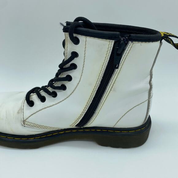 Dr. Martens White Combat Moto Zip-Up Boots Biker Leather Kid's Girl's size 3 - Picture 4 of 8